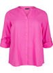 Bomullsbluse med V-hals, Rosa, Packshot image number 0