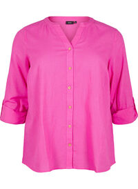 Bomullsbluse med V-hals, Rosa Bomullsbluse med V-hals