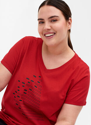 T-skjorte med trykk i bomull til trening , Haute Red, Model image number 2