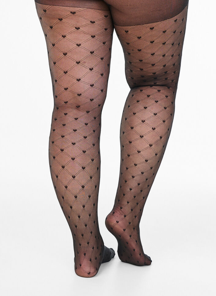 Tights i 25 denier med hjerter, Svart, Packshot image number 2