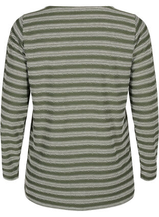 Bluse med lange ermer og stripete mønster, Thyme w. Stripe, Packshot image number 1