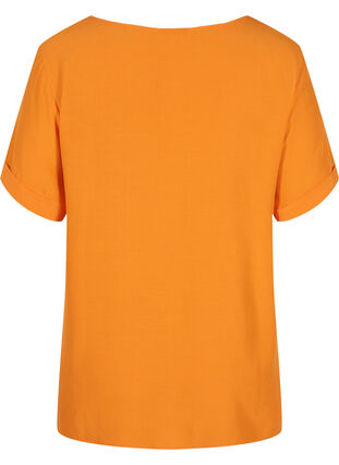 Kortermet bluse i viskose, Orange Peel, Packshot image number 1