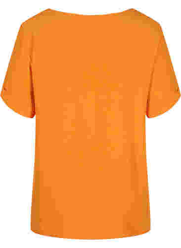 Kortermet bluse i viskose, Orange Peel, Packshot image number 1