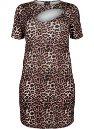 Tettsittende kjole med leopardmønster og utskjæring, Leopard AOP