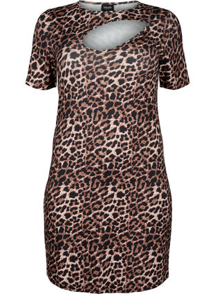 Tettsittende kjole med leopardmønster og utskjæring, Leopard AOP, Packshot image number 0