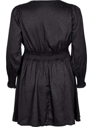 Zizzi Kort kjole med smock-detaljer, Svart, Packshot image number 1