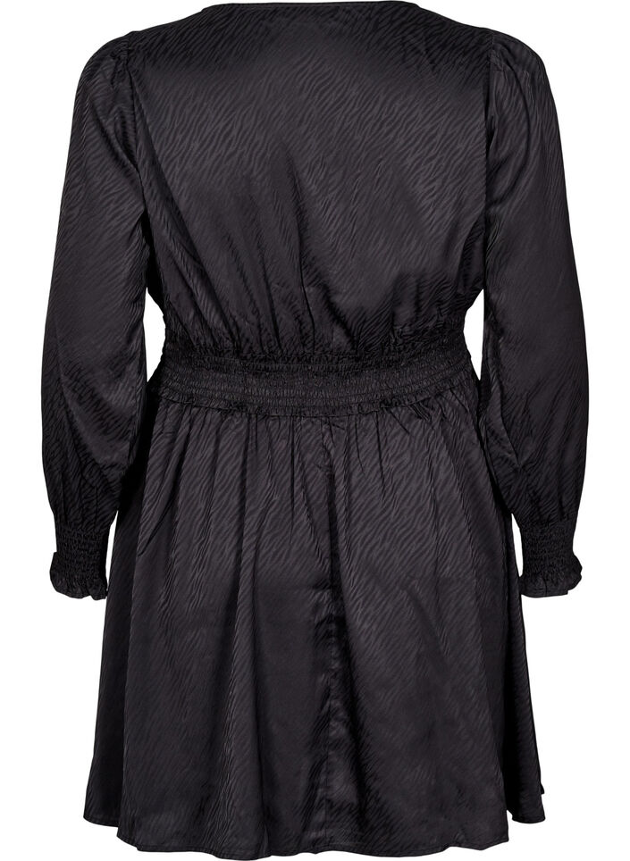 Kort kjole med smock-detaljer, Svart, Packshot image number 1