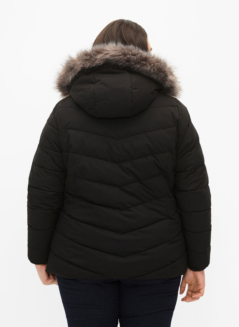 Kort boblejakke med hette, Svart, Model image number 2