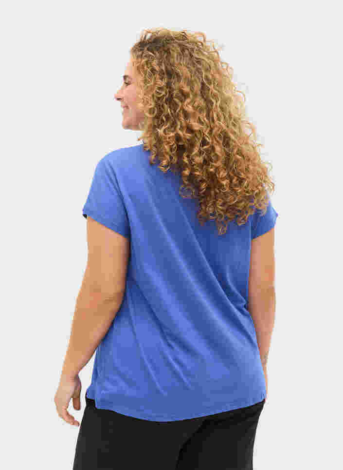 T-skjorte i bomullsmiks, Dazzling Blue, Model image number 1