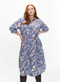 FLASH - Skjortekjole med trykk, Delft AOP, Model