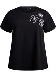 T-skjorte med dekorative detaljer, Black w. Antique Wh.