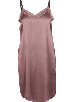 Ermeløs nattkjole med blonder og ryggdetalj, Sparrow, Packshot image number 0