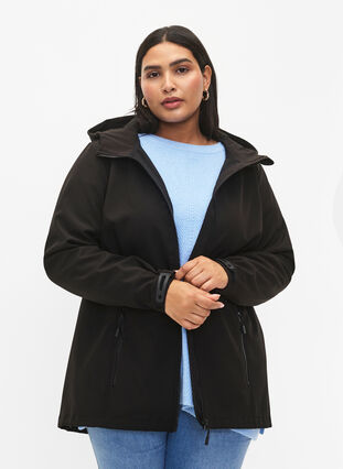 Kort softshell-jakke med lommer, Black, Model image number 2