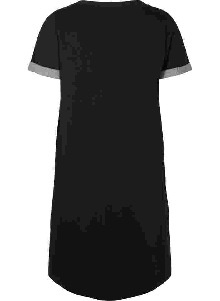 Kjole med korte ermer og splitt, Black, Packshot image number 1