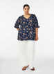 Skjortebluse med 1/2 ermer, Bl&aring;, Model image number 1
