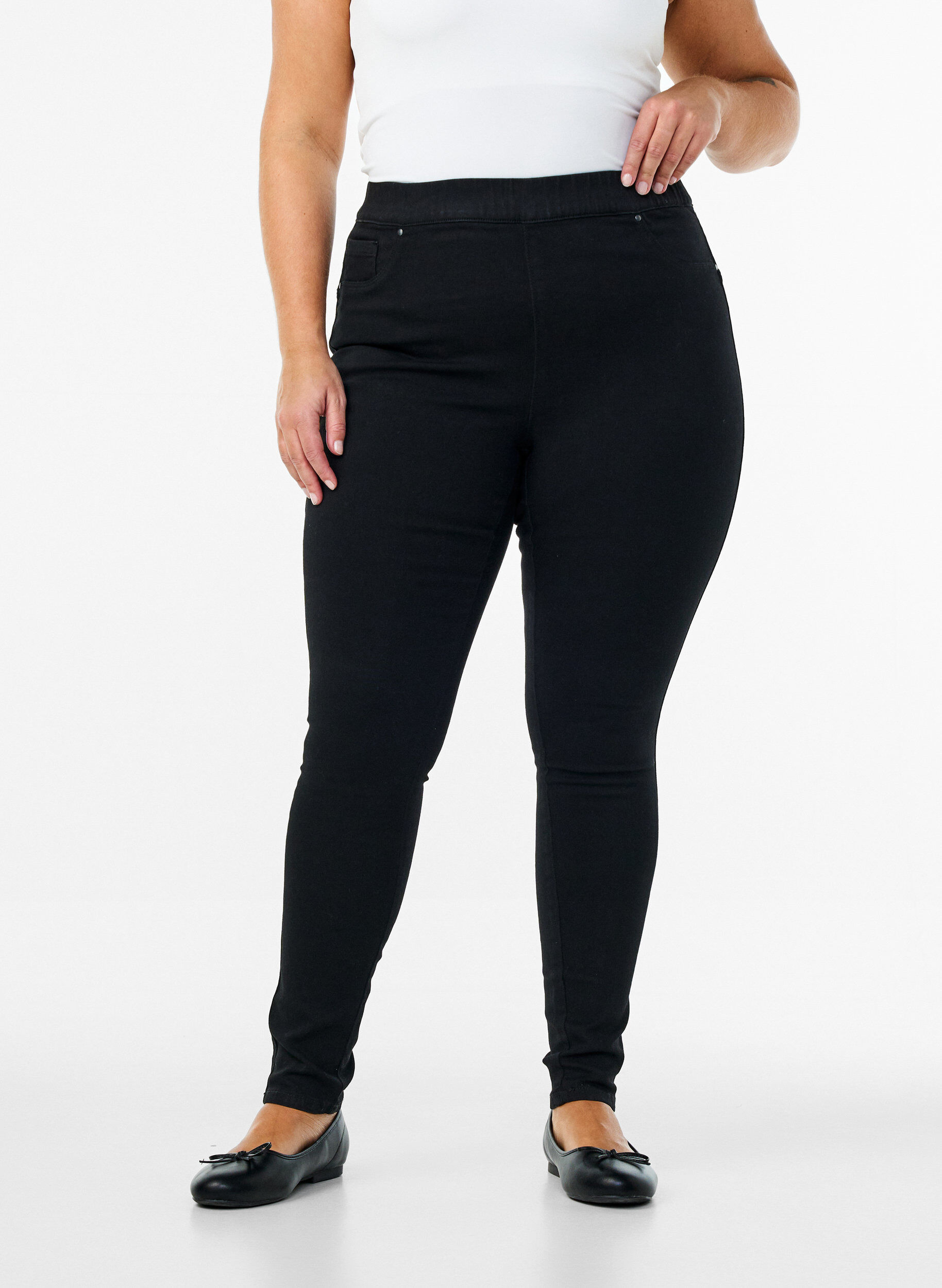 ZizziJeggings med h&oslash;y midje, Svart, Model image number 2
