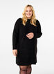 Kort ribbestrikket kjole med rund hals, Black, Model image number 0