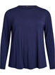 Ensfarvet bluse med lange ermer, Bl&aring;, Packshot image number 0