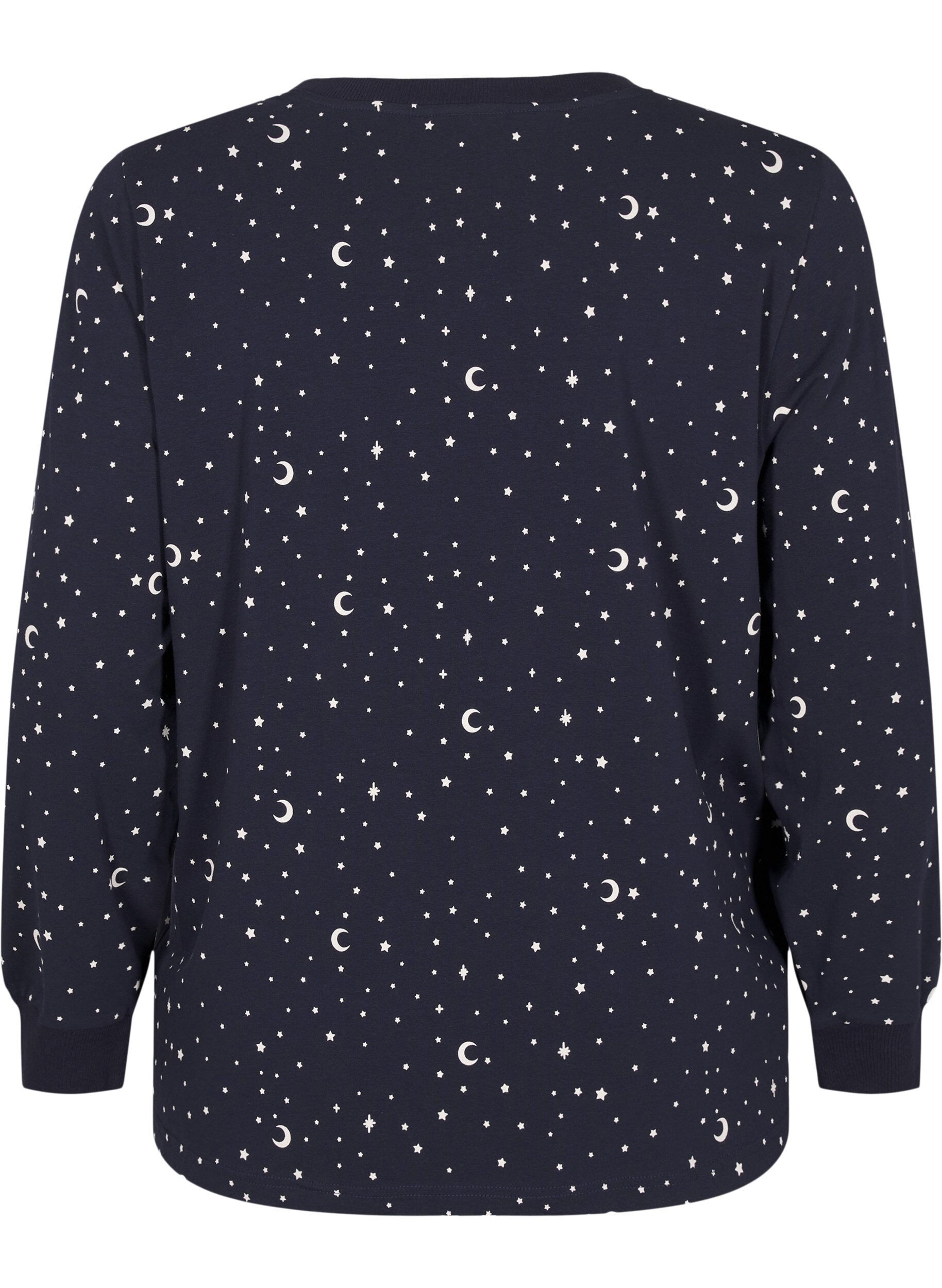 Zizzi Nattbluse med et trykk, Bl&aring;, Packshot image number 1