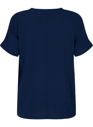 Kortermet bluse med V-hals, Navy Blazer, Packshot image number 1