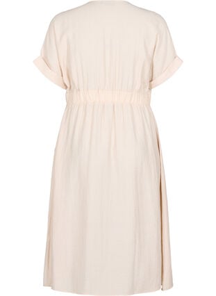 Zizzi Midikjole i lin og viskose med splitt foran, Beige, Packshot image number 1