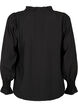 Langermet viskosebluse med rynkedetaljer, Black, Packshot image number 1