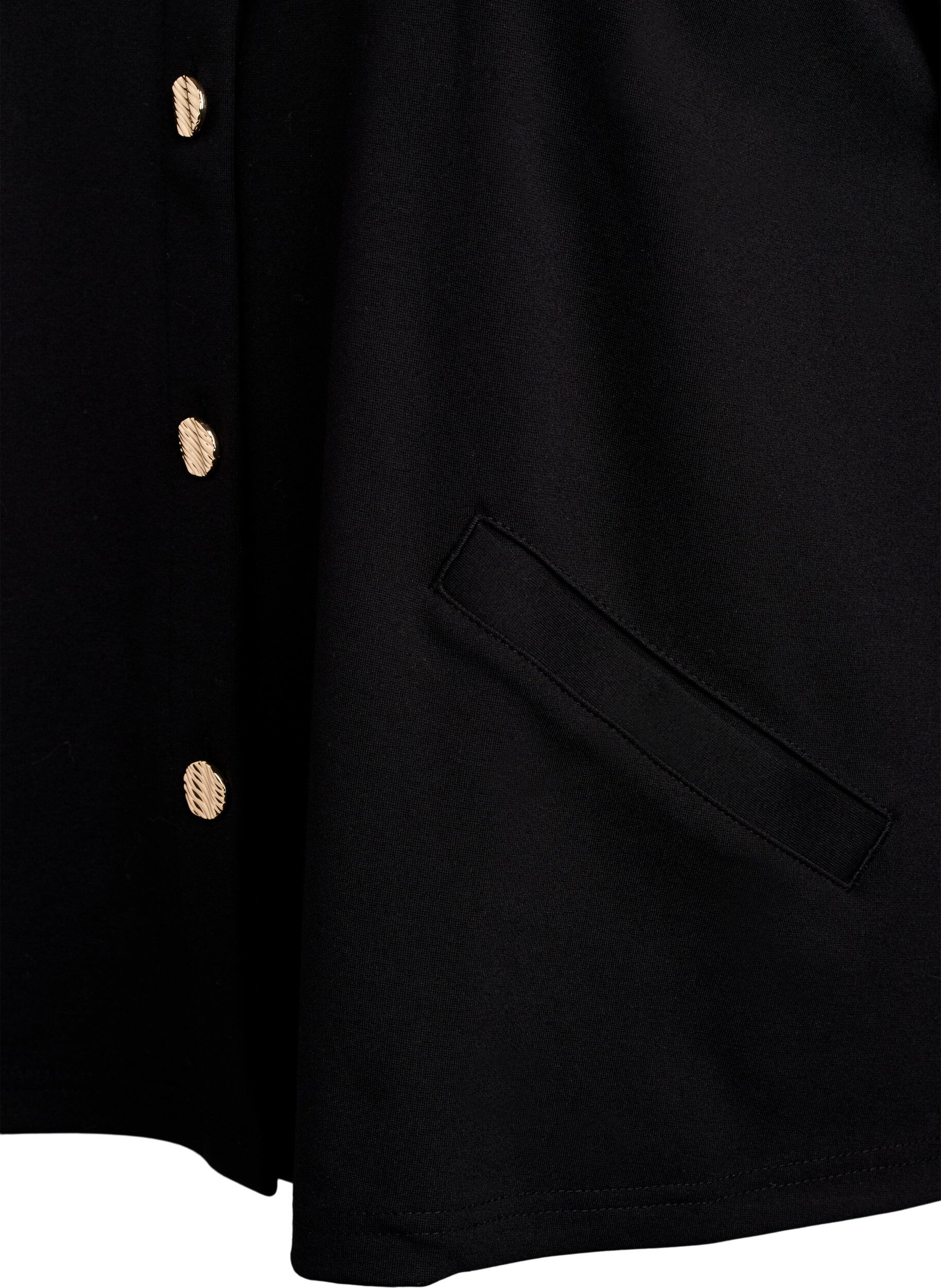 Zizzi Cardigan med dekorative knapper og lange ermer, Black, Packshot image number 3