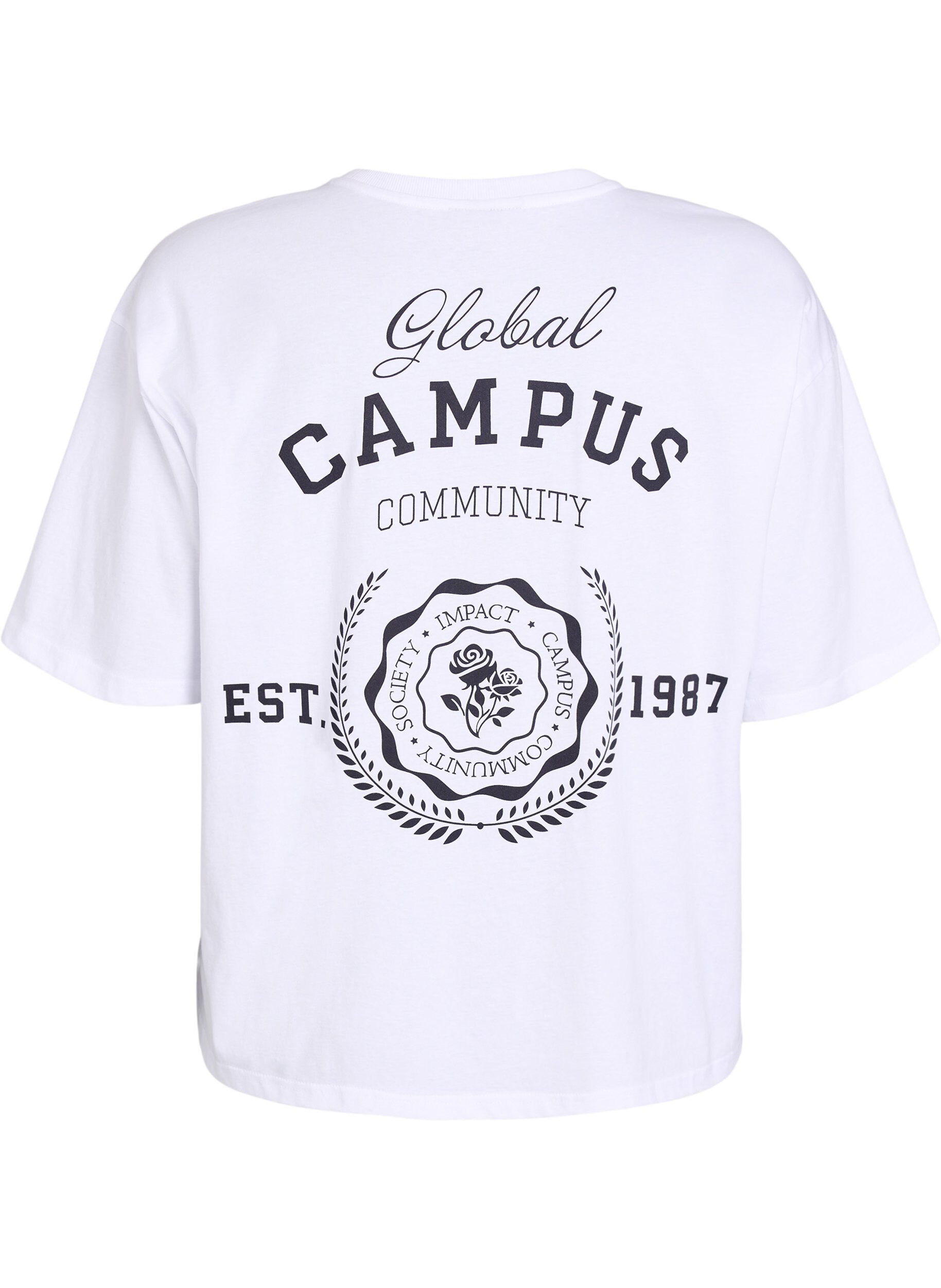 Zizzi Oversized T-skjorte med ryggprint, Hvit, Packshot image number 1