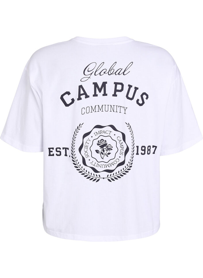 Oversized T-skjorte med ryggprint, Hvit, Packshot image number 1