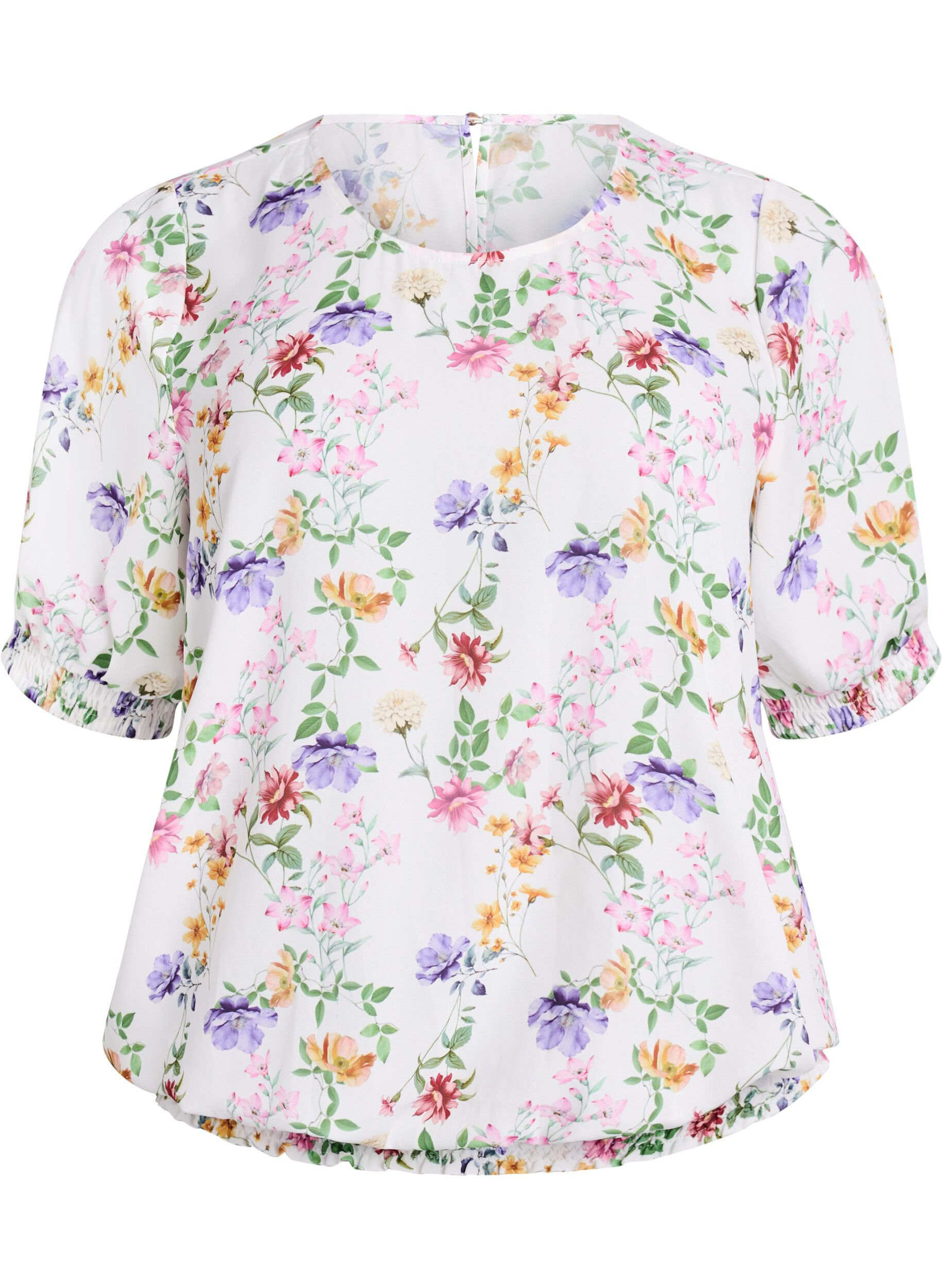Blomstrete bluse med smock