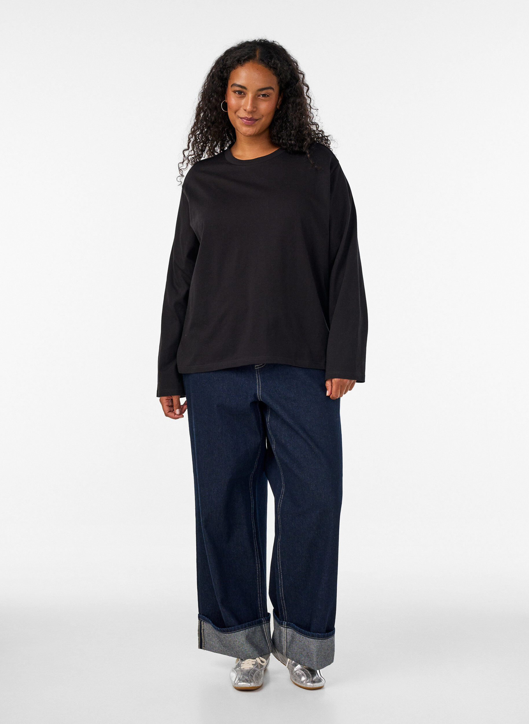 ZizziBasis T-skjorte med lange ermer, Svart, Model image number 3