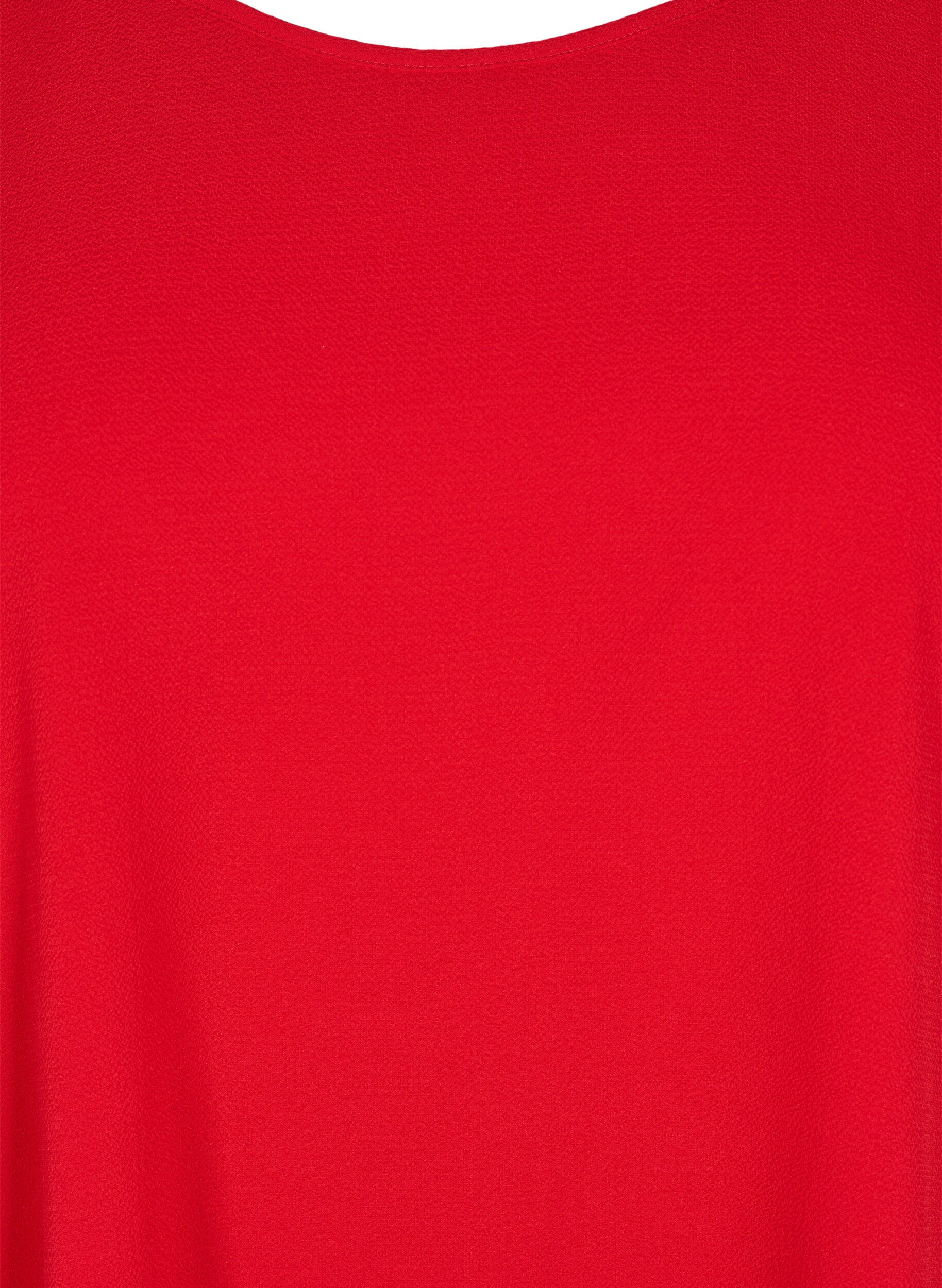 ZizziBluse med korte ermer og rund hals, R&oslash;d, Packshot image number 2
