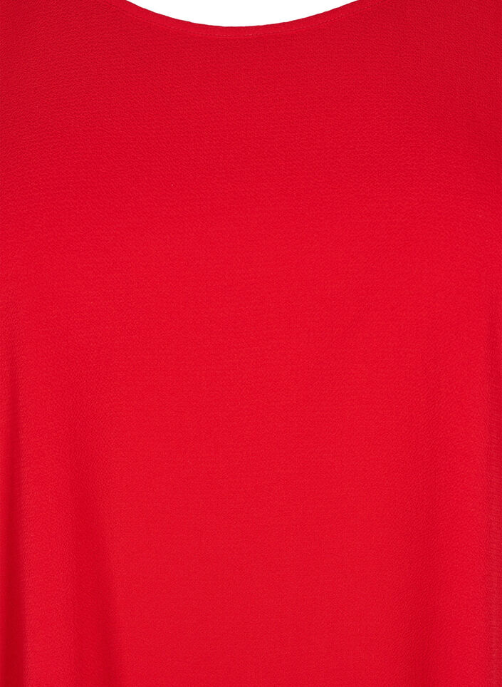 Bluse med korte ermer og rund hals, R&oslash;d, Packshot image number 2