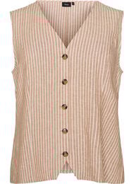 Stripete vest i lin og viskose, Beige