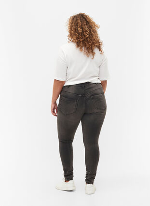Super slim Amy jeans med høyt liv, Dark Grey Denim, Model image number 1