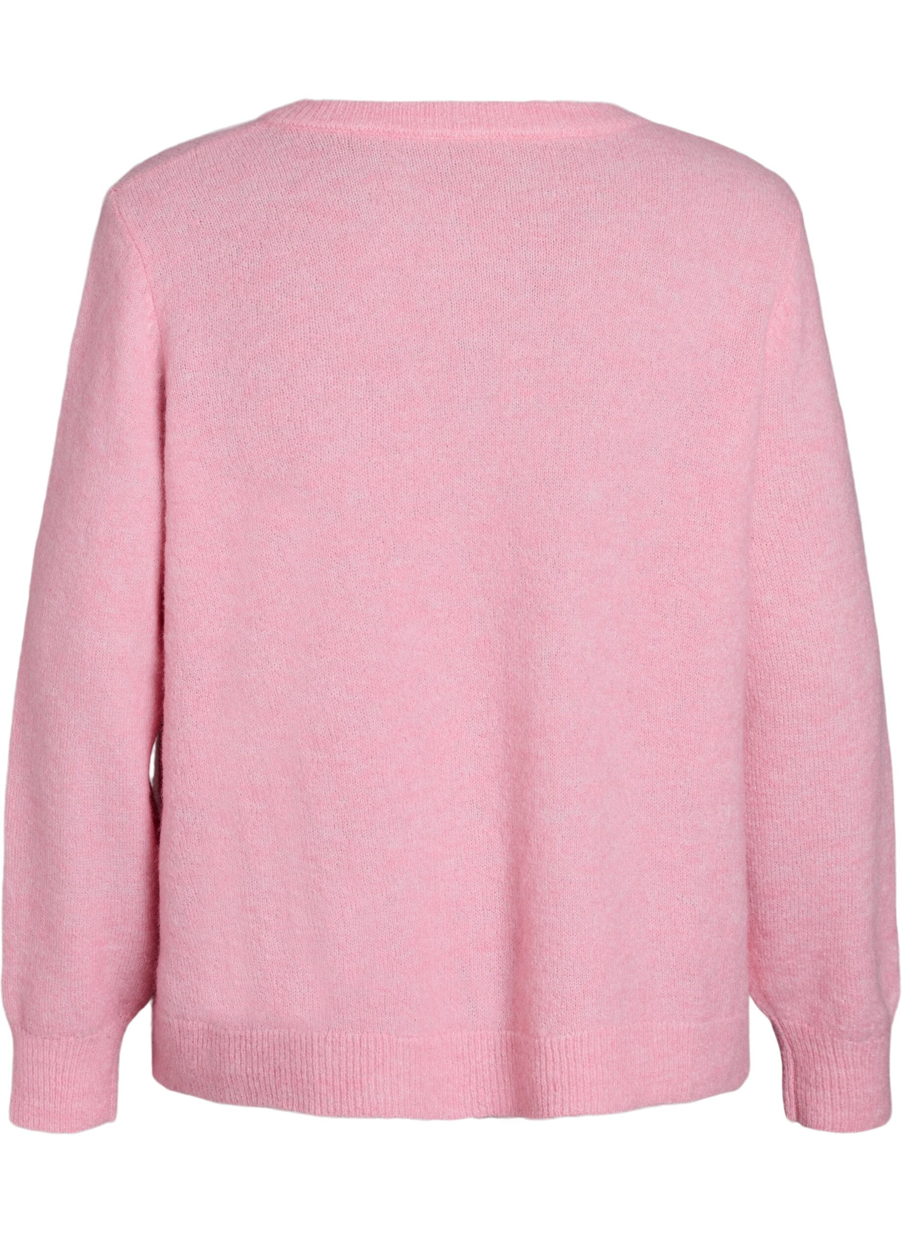Zizzi Strikket cardigan med ull og knapper, Rosa, Packshot image number 1
