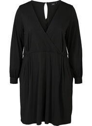 Langermet kjole med V-hals, Black