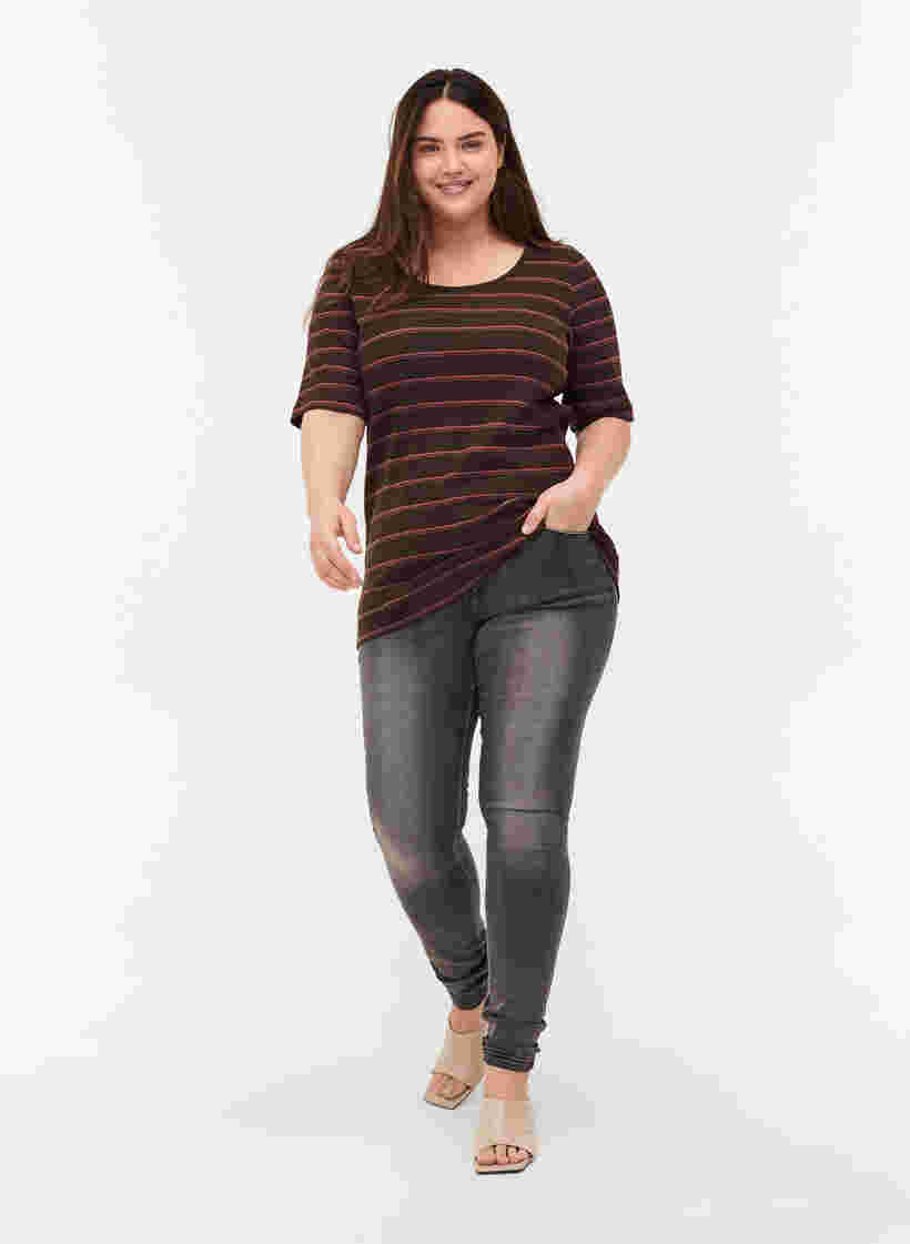 Stripete T-skjorte i bomull med ribbet struktur, Mole Stripe, Model image number 2