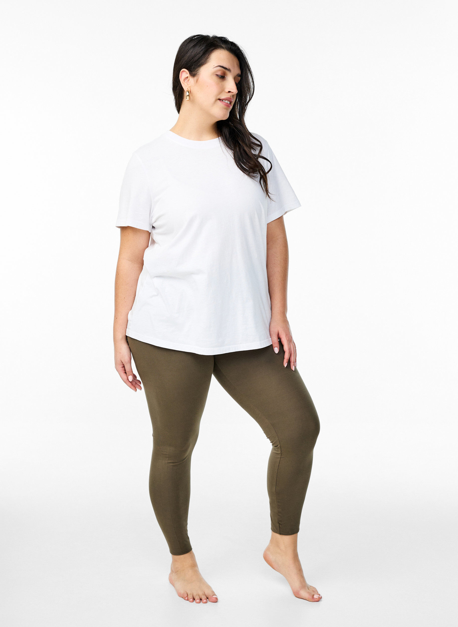 ZizziBasis leggings i viskose, Gr&oslash;nn, Model image number 1