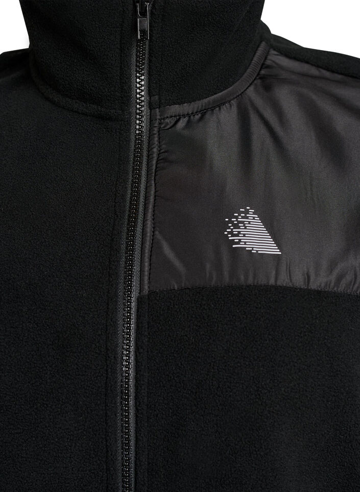 Fleecevest med h&oslash;y krage og snor i bunn, Svart, Packshot image number 2