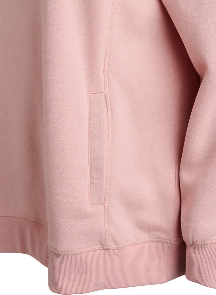 Genser med h&oslash;y hals og lommer, Rosa, Packshot image number 3