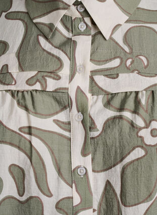 Zizzi Trykt skjortebluse med rysjedetaljer, Grønn, Packshot image number 2