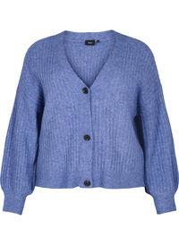 Melange cardigan i ribbestrikk