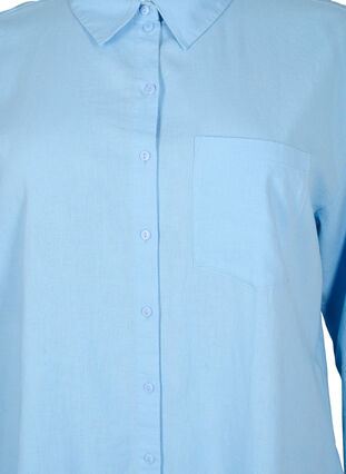Lang skjorte i lin og viskoseblanding, Chambray Blue, Packshot image number 2