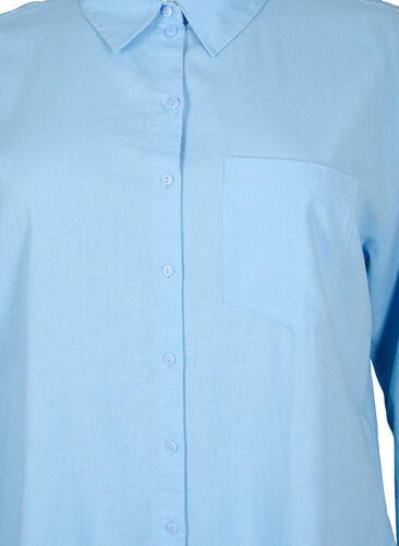 Lang skjorte i lin-viskoseblanding, Chambray Blue, Packshot image number 2