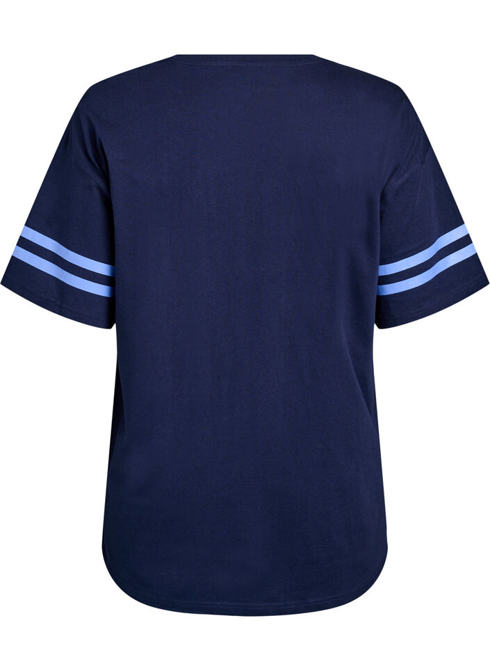 Sporty oversized college T-skjorte, Blå, Packshot image number 1