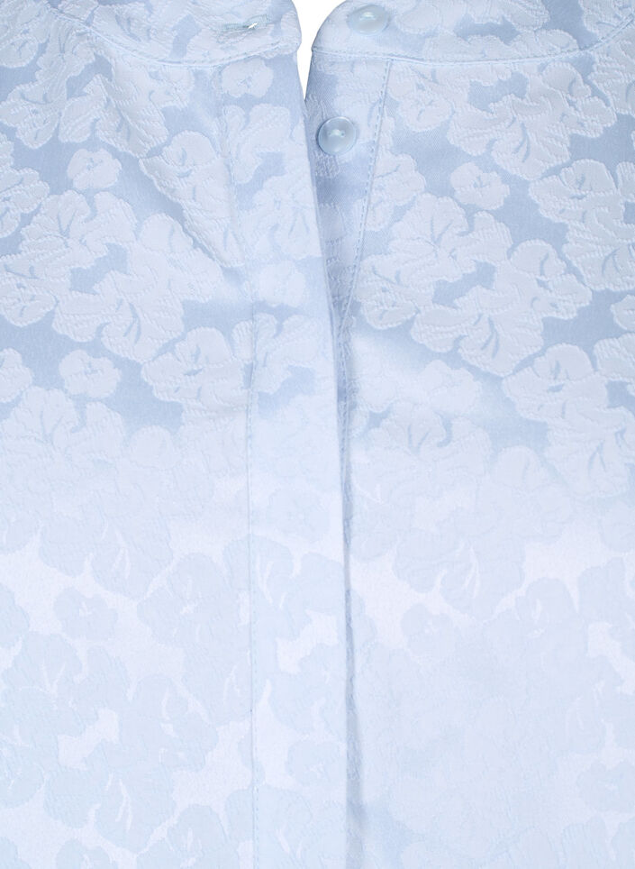 Jacquardkjole med lange ermer og volangdetalj, Blå, Packshot image number 2