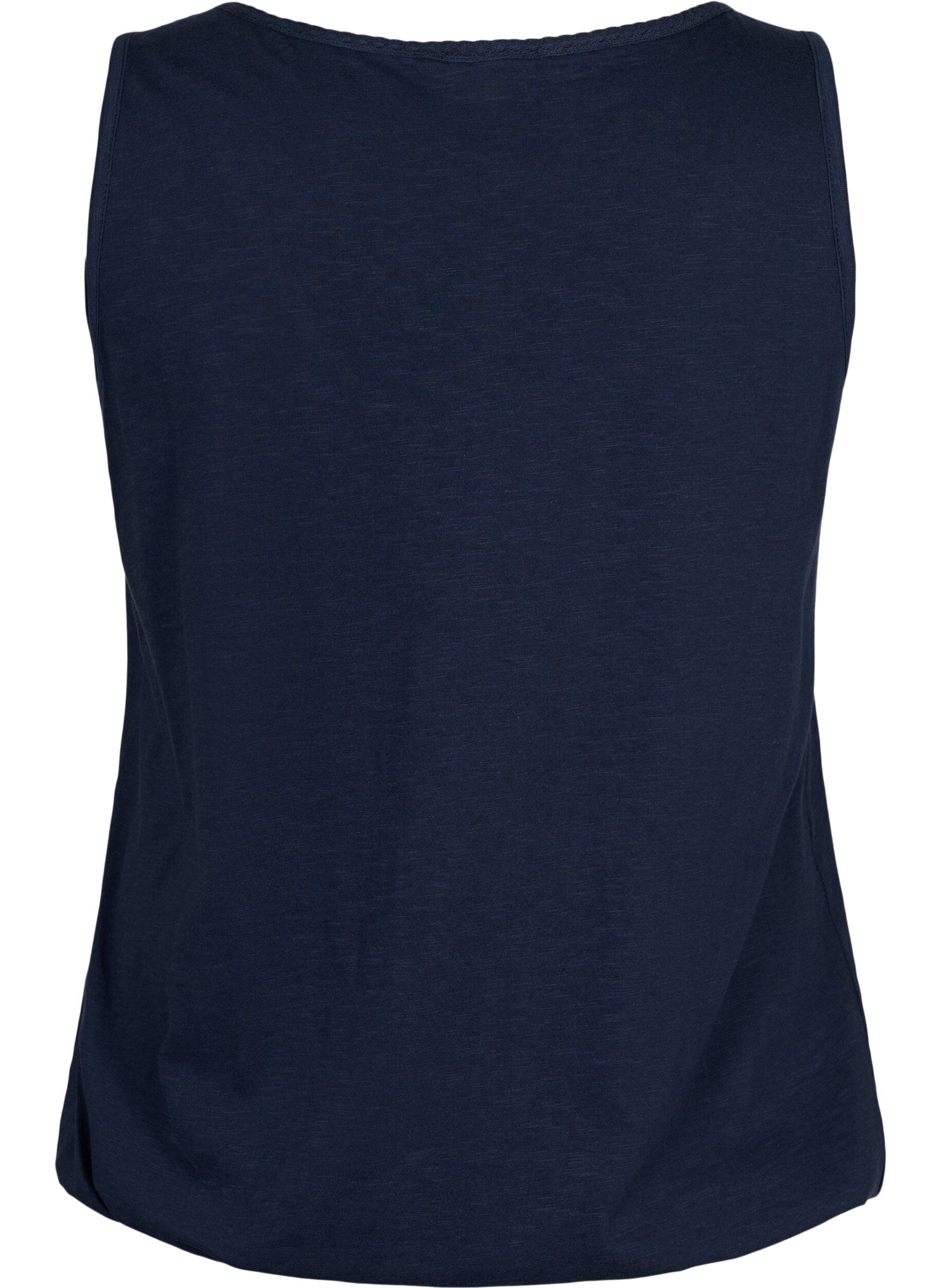 Zizzi Bomullstopp med blondekant, Navy Blazer, Packshot image number 1