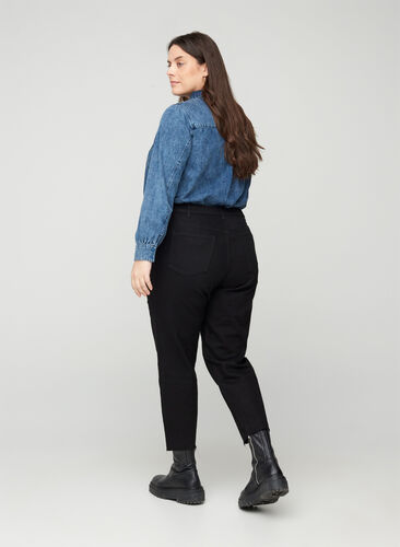 Cropped mom fit Mille jeans med en løs passform, Black, Model image number 0