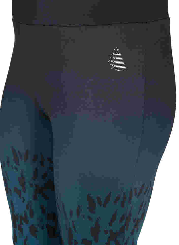 Cropped tights med mønster, Deep Teal, Packshot image number 2